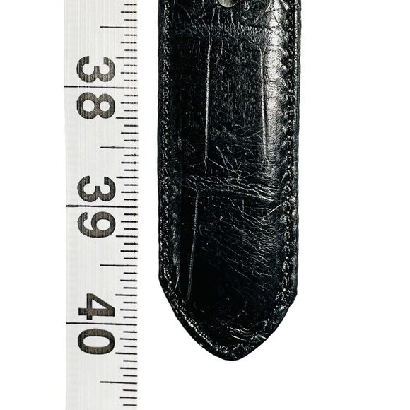 Fossil Black Croco Embossed Cowhide Belt Scrolled Silver Tone Accents/Buckle - L - Picture 13 of 15